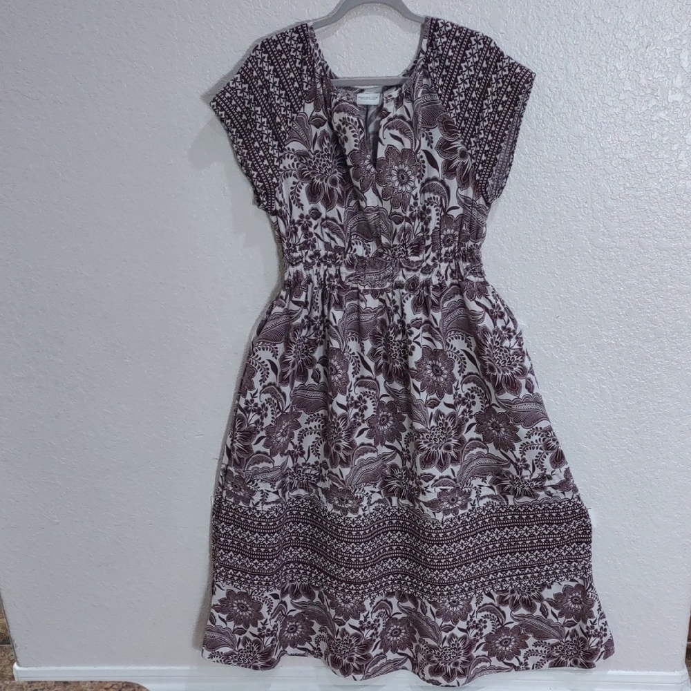 Rachel Zoe Floral Patterned Dress in Brown and White, Size L. - Picture 7 of 17